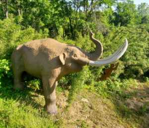 Mastadon statue at Big Bone Lick outdoor exhibit