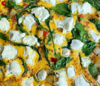 fresh and healthy frittata in the skillet