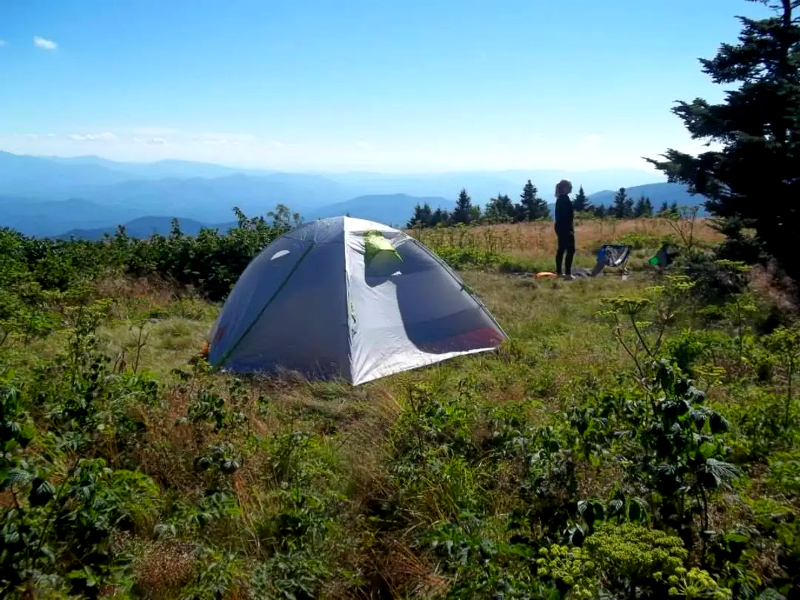 a tent on the bald summit of the roan highlands