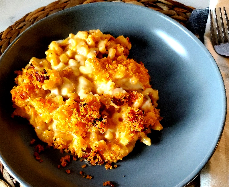 Smoked Mac N' Cheese with bacon and corn