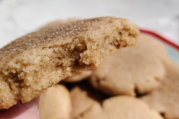 chewy cookie broken open to reveal chewy inside